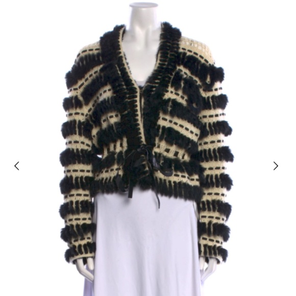 JUST CAVALLI WOMENS RABBIT HAIR WOOL BLEND OPEN KNIT CARDIGAN SWEATER SZ SMALL - Picture 1 of 11